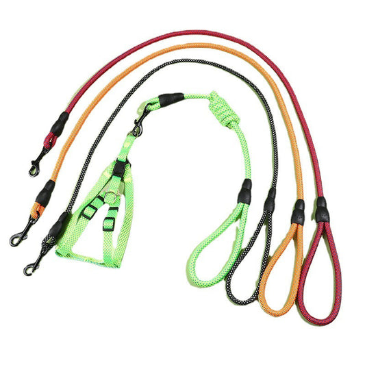 KFX-7585725 Adjustable Nylon Woven Pet Traction Rope with Chest Harness - Available in Multiple Colors