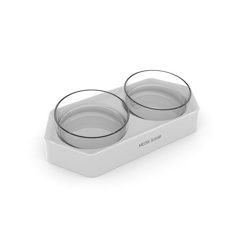 KFX-7586109 Hexagonal Plastic Inclined Pet Bowl - Available in White, Blue, or Gray