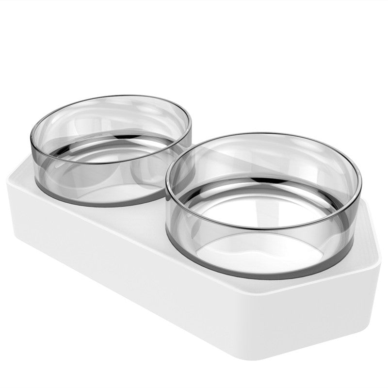 KFX-7586109 Hexagonal Plastic Inclined Pet Bowl - Available in White, Blue, or Gray