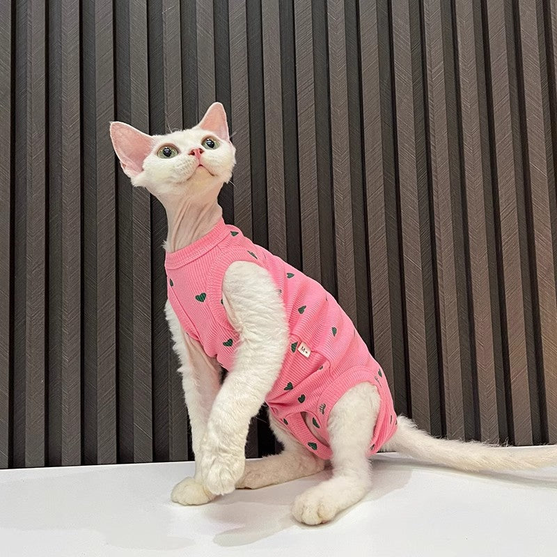 KFX-7586493 Comfortable Summer Bellyband Vest for Pets in Pink or Yellow Heart Design