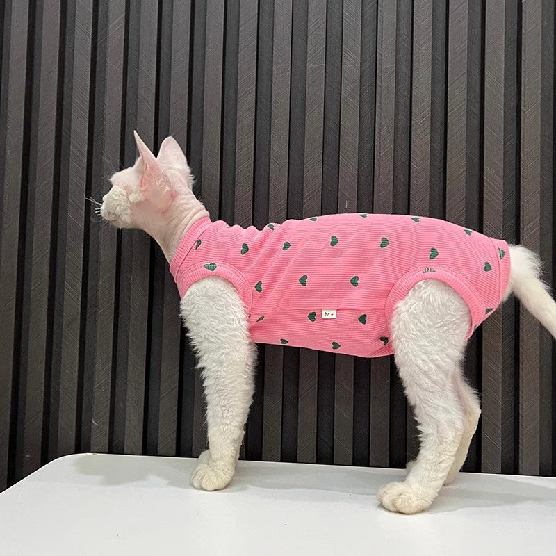 KFX-7586493 Comfortable Summer Bellyband Vest for Pets in Pink or Yellow Heart Design