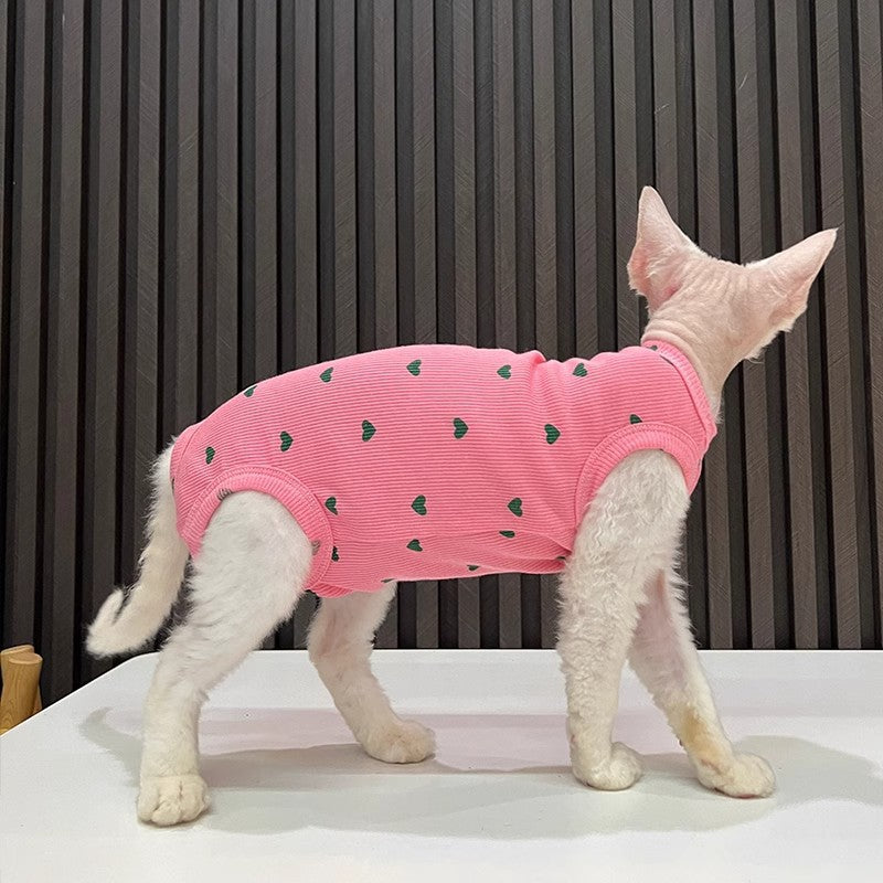 KFX-7586493 Comfortable Summer Bellyband Vest for Pets in Pink or Yellow Heart Design