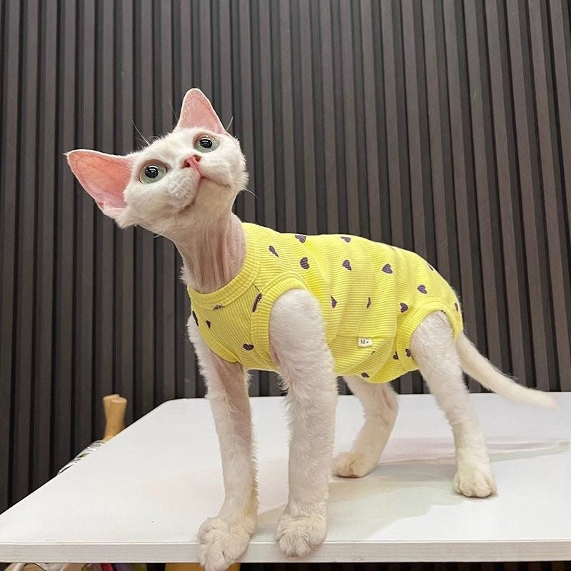 KFX-7586493 Comfortable Summer Bellyband Vest for Pets in Pink or Yellow Heart Design