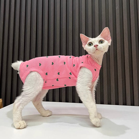 KFX-7586493 Comfortable Summer Bellyband Vest for Pets in Pink or Yellow Heart Design