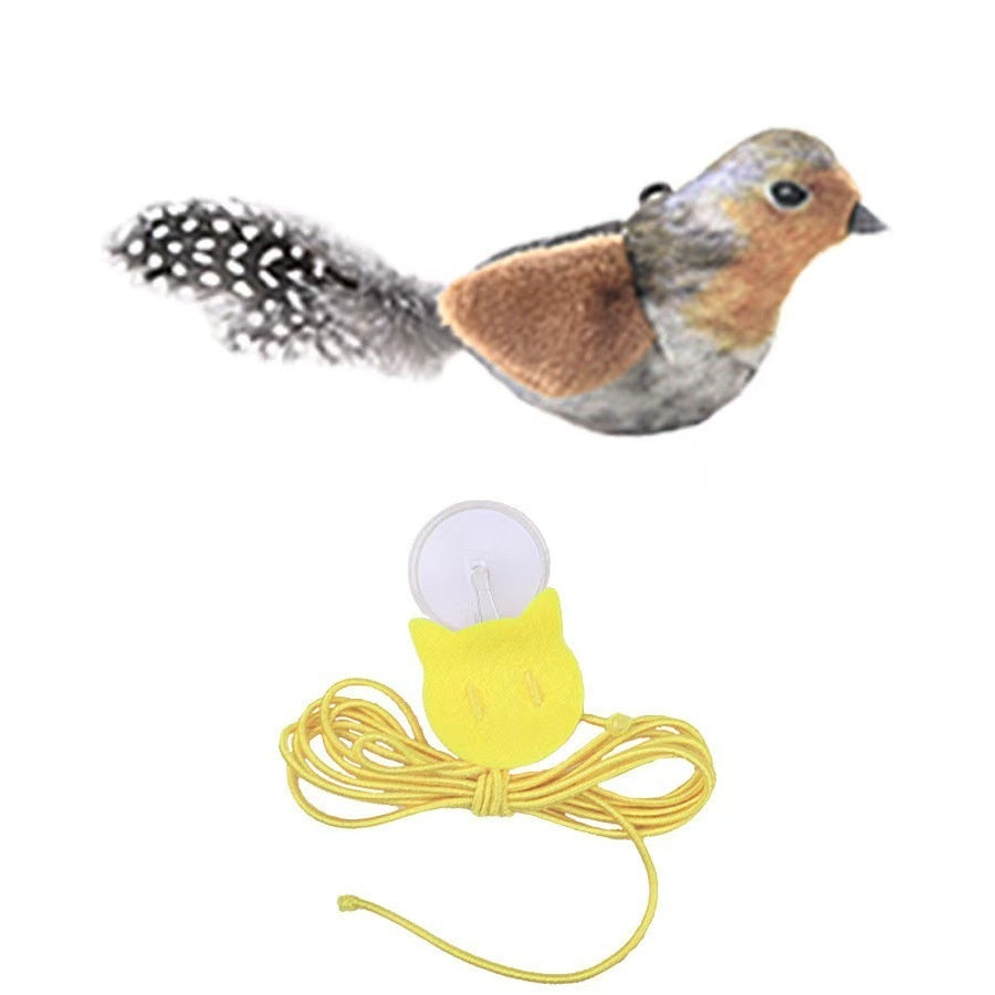 KFX-7589181 Hanging Bird Teaser Cat Toy with Plush Simulation, Multiple Colors Available