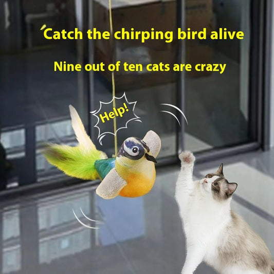 KFX-7589181 Hanging Bird Teaser Cat Toy with Plush Simulation, Multiple Colors Available