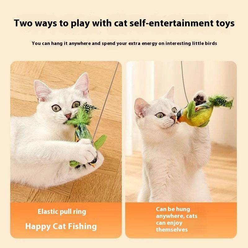 KFX-7589181 Hanging Bird Teaser Cat Toy with Plush Simulation, Multiple Colors Available