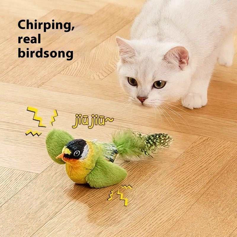 KFX-7589181 Hanging Bird Teaser Cat Toy with Plush Simulation, Multiple Colors Available