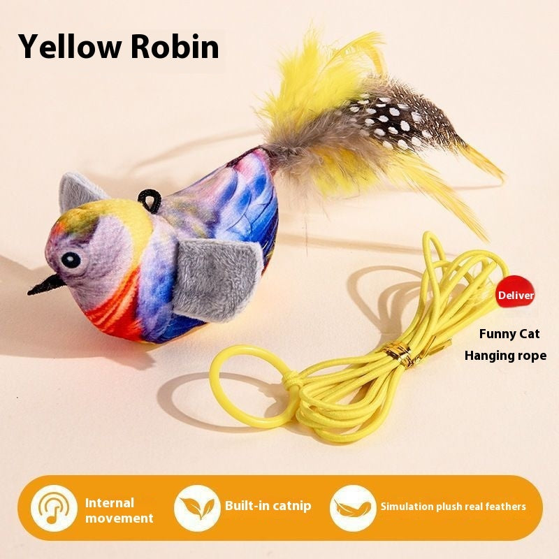 KFX-7589181 Hanging Bird Teaser Cat Toy with Plush Simulation, Multiple Colors Available