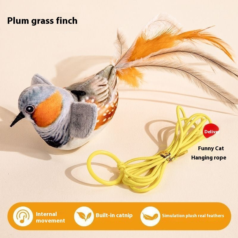 KFX-7589181 Hanging Bird Teaser Cat Toy with Plush Simulation, Multiple Colors Available