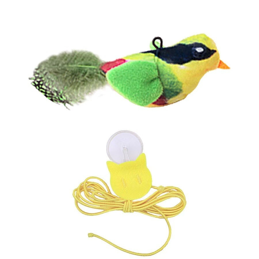 KFX-7589181 Hanging Bird Teaser Cat Toy with Plush Simulation, Multiple Colors Available