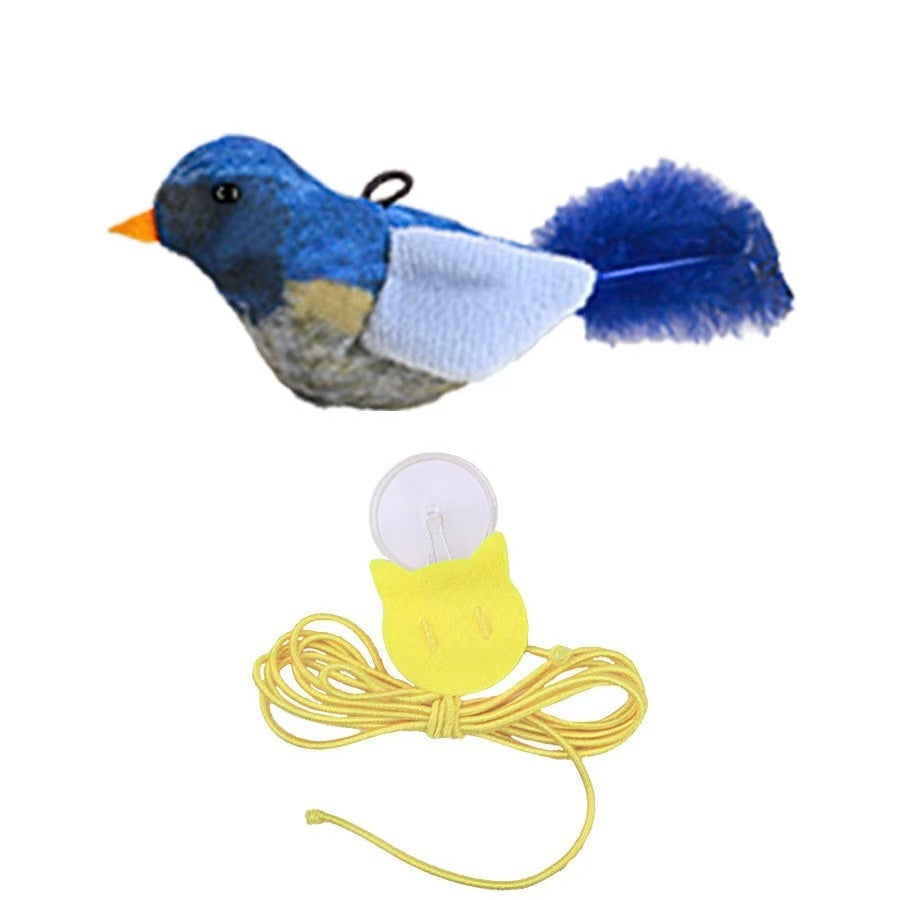 KFX-7589181 Hanging Bird Teaser Cat Toy with Plush Simulation, Multiple Colors Available