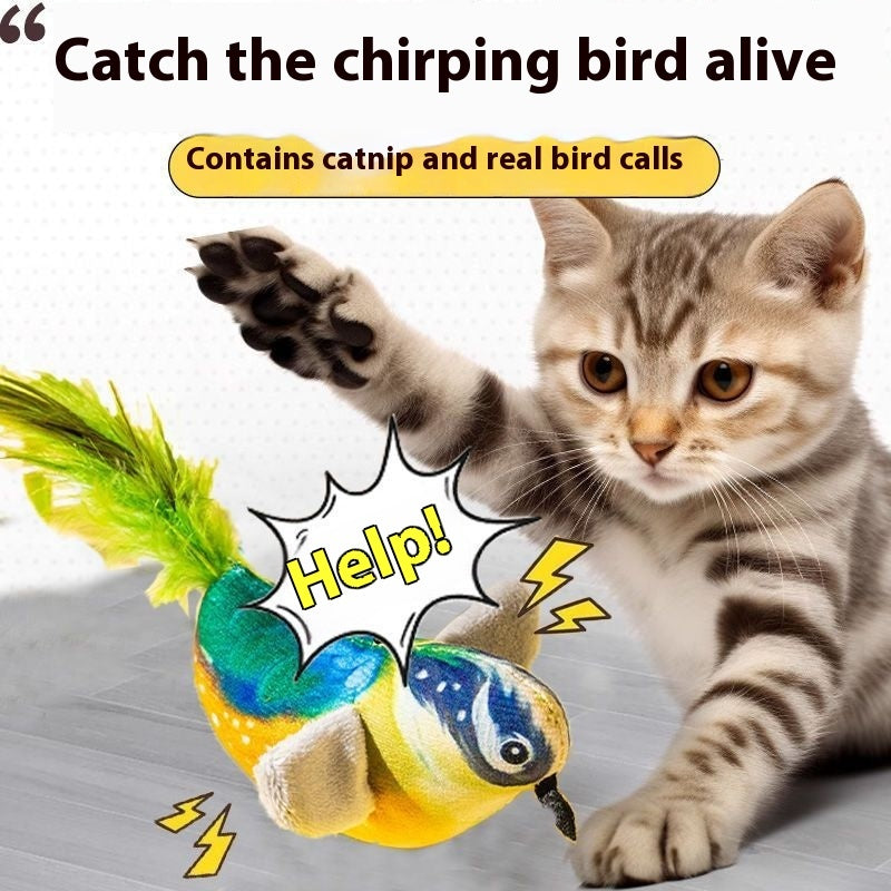 KFX-7589181 Hanging Bird Teaser Cat Toy with Plush Simulation, Multiple Colors Available