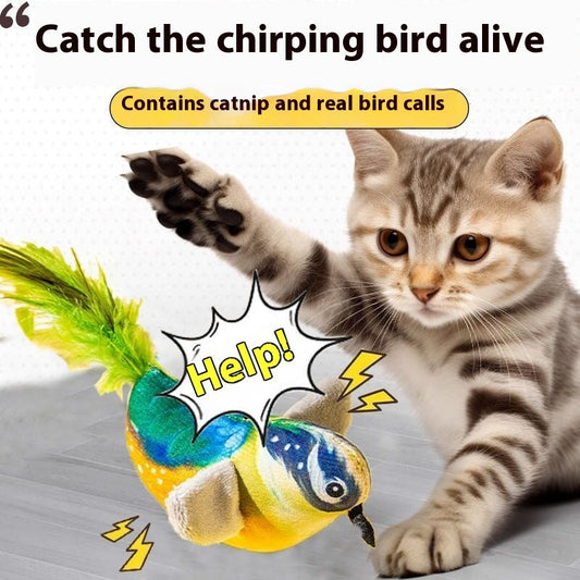 KFX-7589181 Hanging Bird Teaser Cat Toy with Plush Simulation, Multiple Colors Available