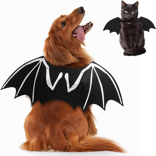 KFX-7591357 Luminous Skeleton Bone Bat Wings Dog Halloween Costume for Small to Large Pets