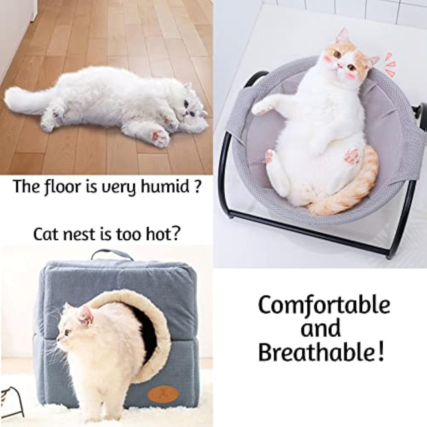 KFX-7594941 Breathable Removable Cat Hammock Bed - Washable Hanging Nest for Indoor Cats