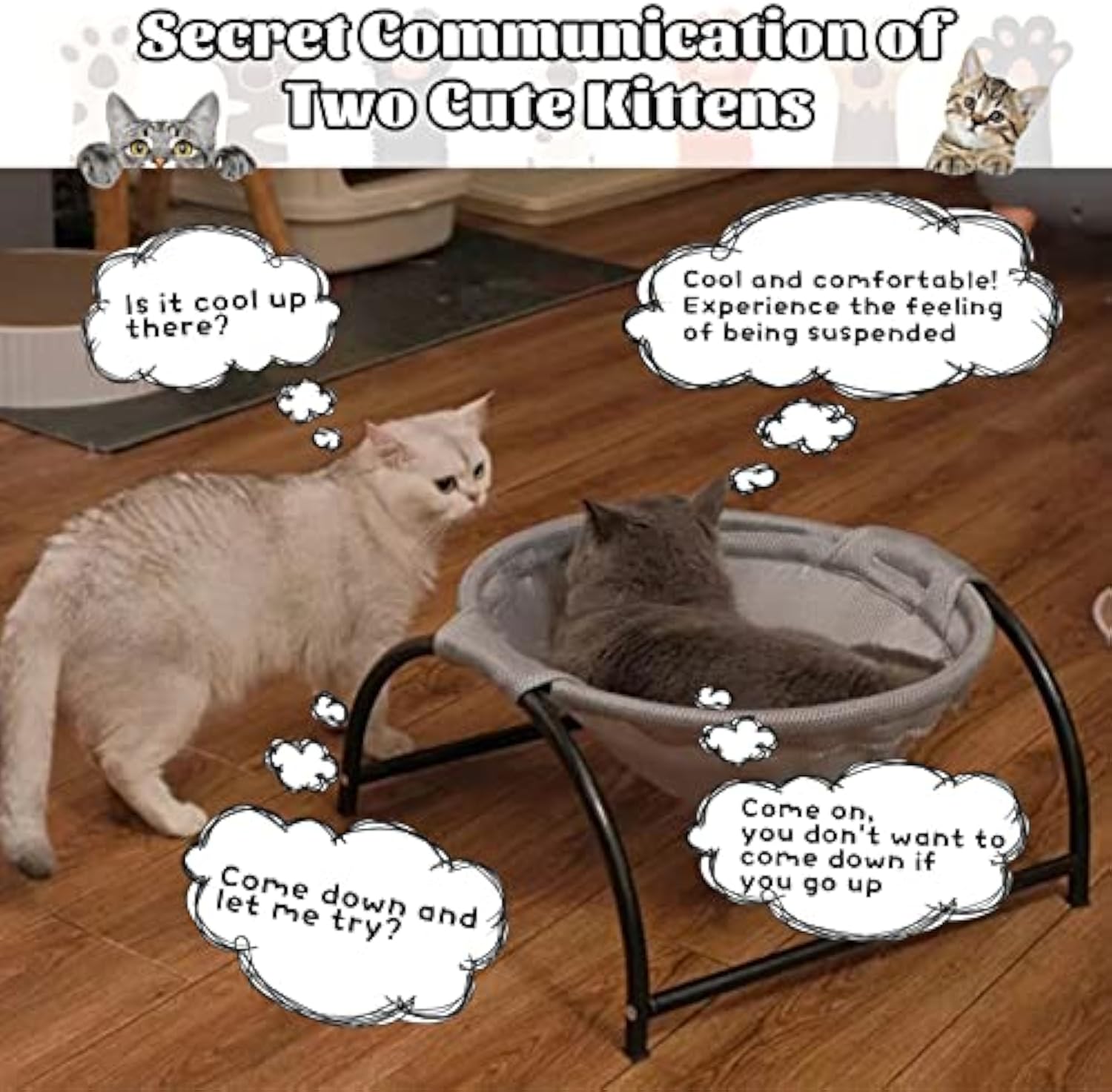 KFX-7594941 Breathable Removable Cat Hammock Bed - Washable Hanging Nest for Indoor Cats