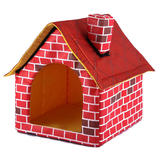 KFX-7595709 Cozy Removable & Washable Pet Nest for Small Dogs and Cats - Red, 39x40.5x44CM