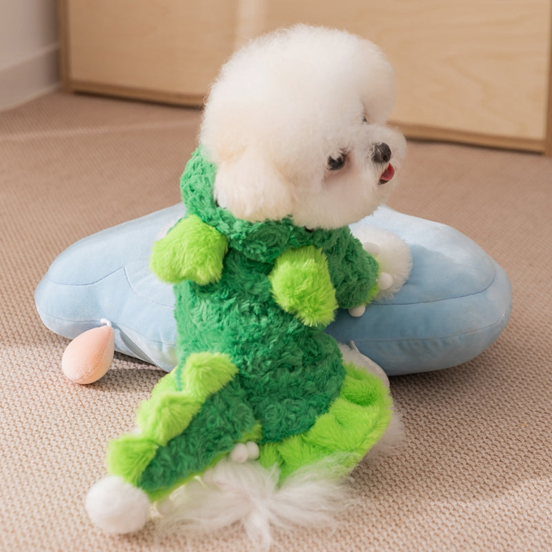 KFX-7596221 Plush Dinosaur Harness Vest for Small Dogs - Cozy Two-Legged Outfit for Autumn and Winter Adventures