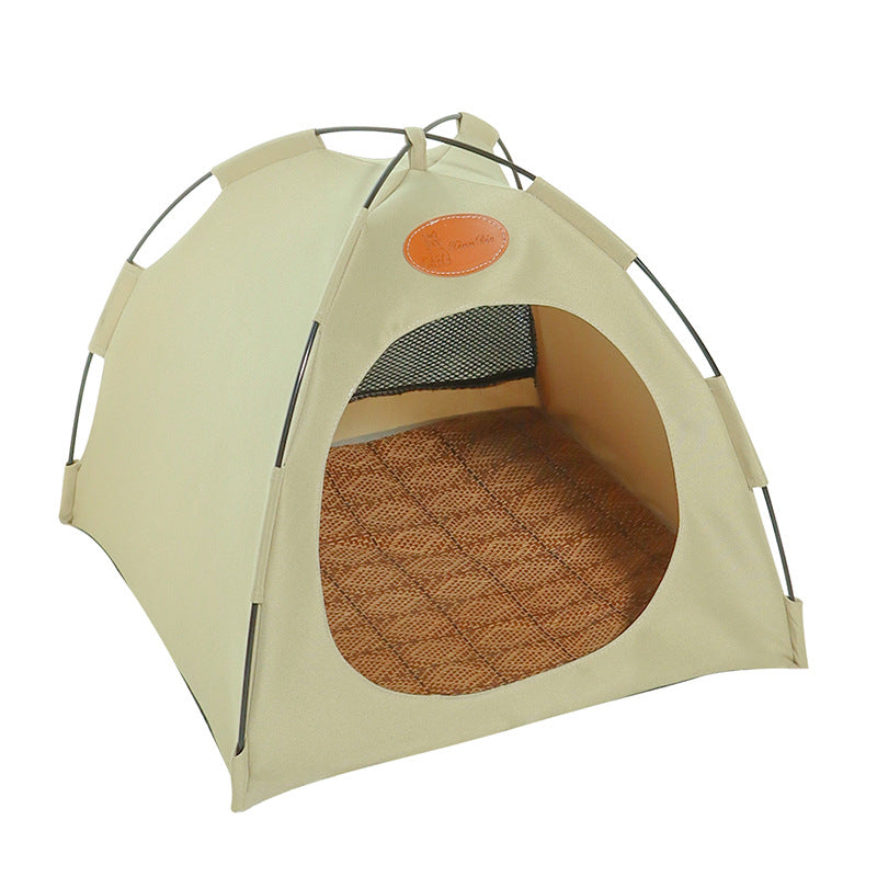 KFX-7596477 Foldable Outdoor Canvas Tent for Cats - Available in Off White, Gray, Coffee, Two Sizes