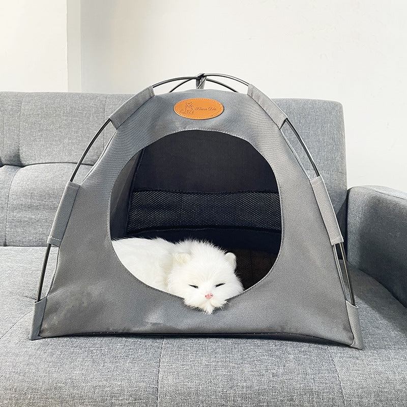 KFX-7596477 Foldable Outdoor Canvas Tent for Cats - Available in Off White, Gray, Coffee, Two Sizes