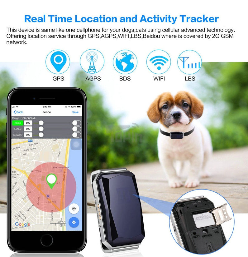 KFX-7597117 Multifunctional GPS Pet Tracking Locator with Voice Monitoring and Real-Time Positioning