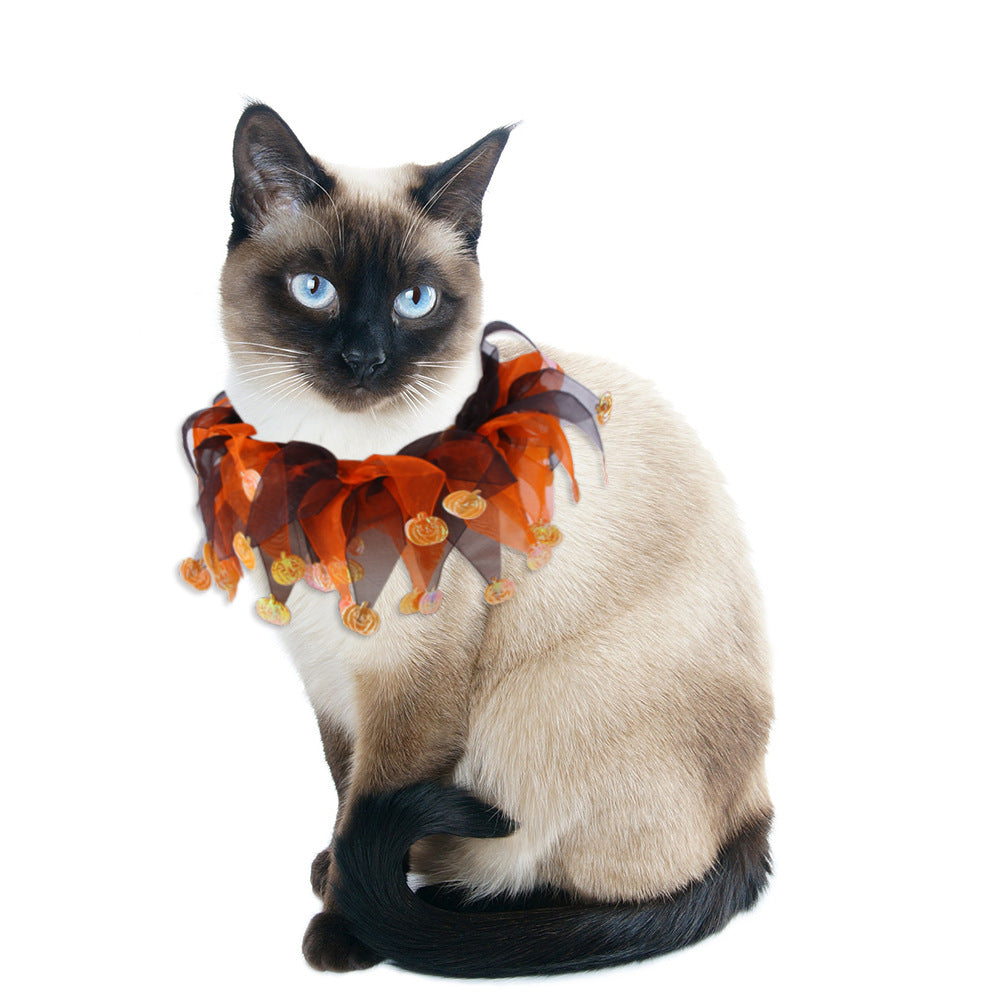 KFX-7599421 Colorful Tie-Dye Pet Collar for Dogs – Halloween & Christmas Designs, Free Size, Cloth Material