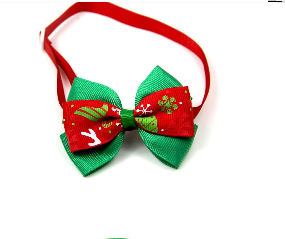 KFX-7599677 Christmas Cartoon Pet Bow Tie for Dogs and Cats - Festive Party Decoration - Universal Styles