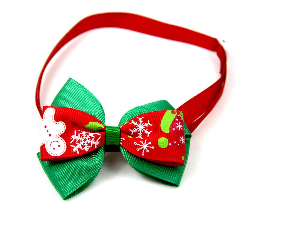 KFX-7599677 Christmas Cartoon Pet Bow Tie for Dogs and Cats - Festive Party Decoration - Universal Styles