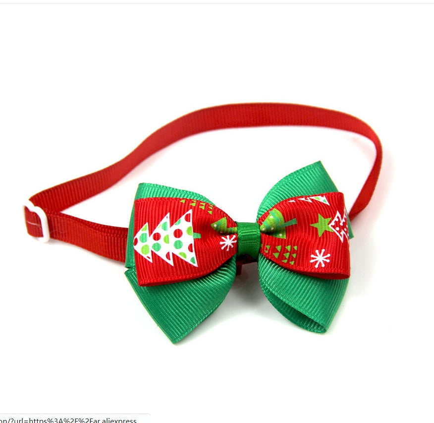 KFX-7599677 Christmas Cartoon Pet Bow Tie for Dogs and Cats - Festive Party Decoration - Universal Styles
