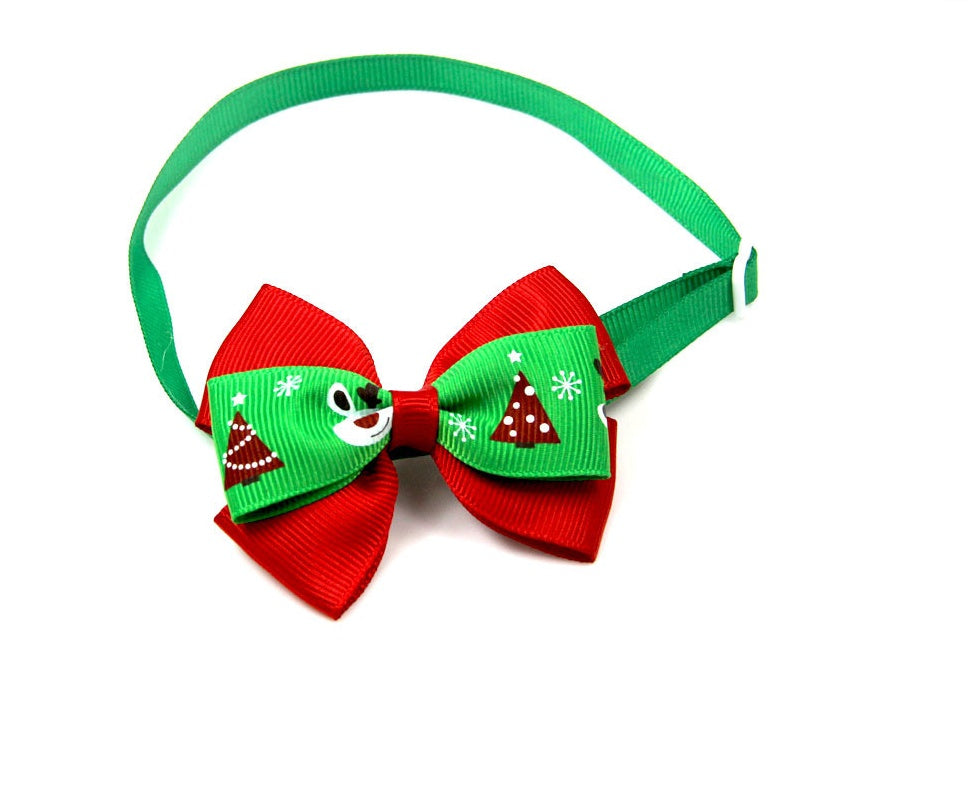 KFX-7599677 Christmas Cartoon Pet Bow Tie for Dogs and Cats - Festive Party Decoration - Universal Styles