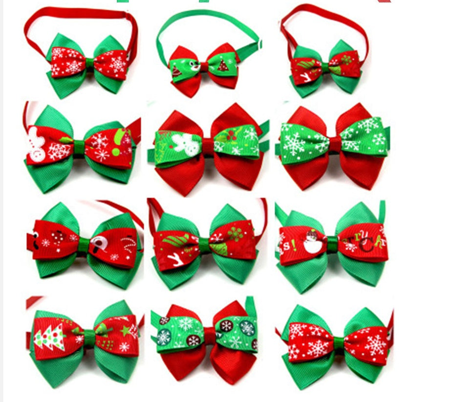 KFX-7599677 Christmas Cartoon Pet Bow Tie for Dogs and Cats - Festive Party Decoration - Universal Styles