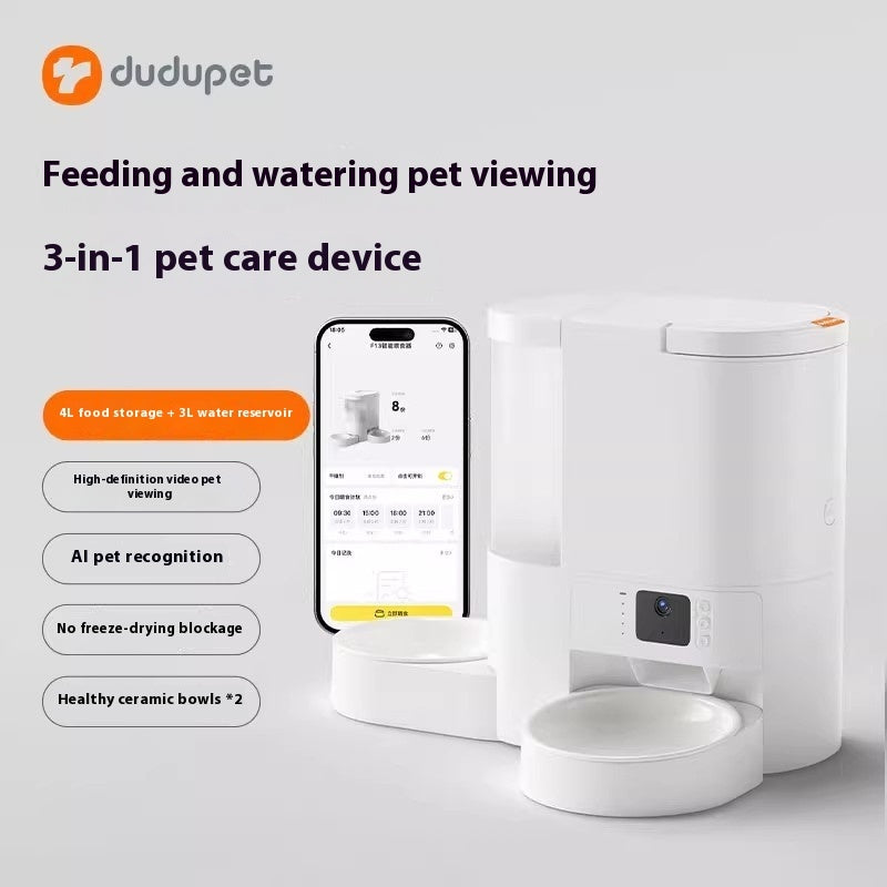 KFX-7601213 Intelligent Cat Water Fountain with AI Recognition and Ceramic Double Bowl
