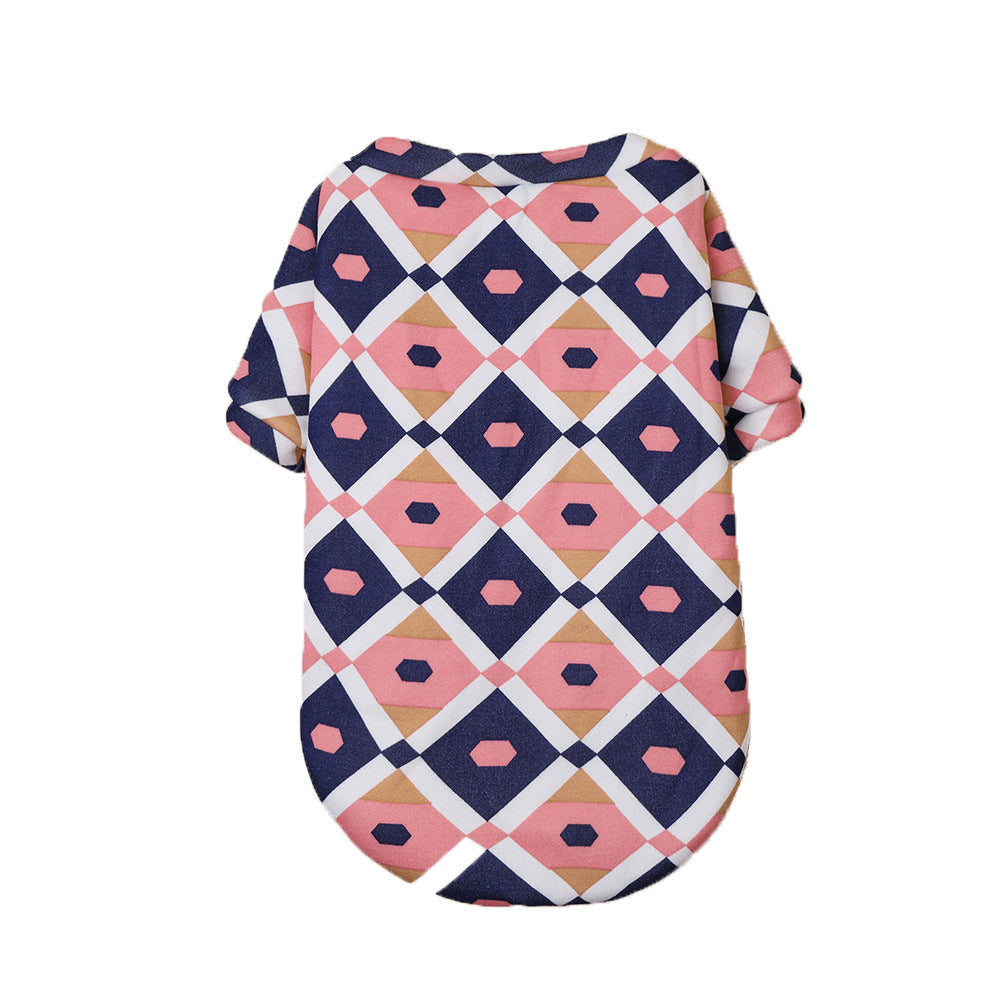 KFX-7602493 Plaid Thick Sweater for Cats in Dark Blue and Pink - Cozy and Stylish Pet Apparel