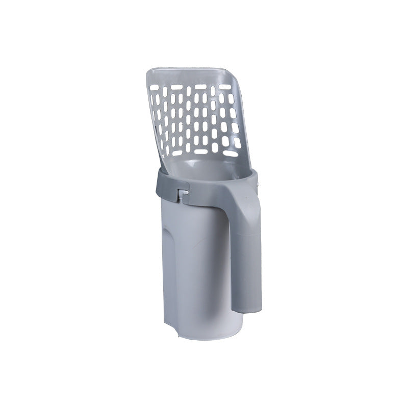 KFX-7603389 Portable Integrated Cat Litter Scoop with Garbage Bag Roll - Gray