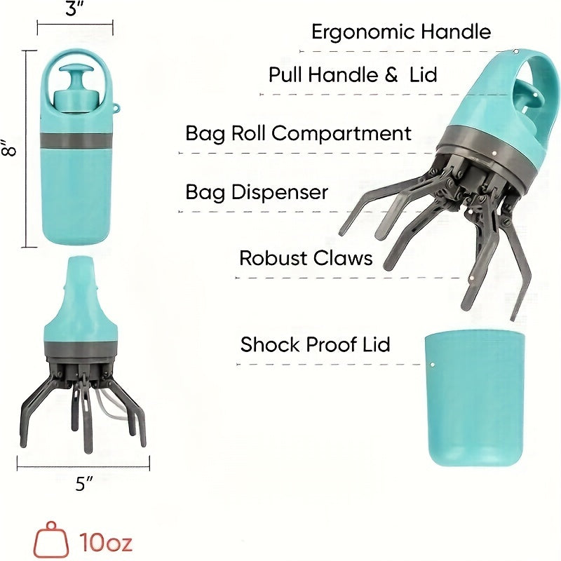 KFX-7604669 Compact Dog Poop Scooper with Built-In Bag Dispenser for Easy Waste Collection