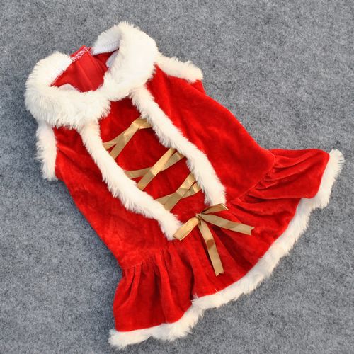 KFX-7604797 Classic Red Velvet Skirt for Pets - Casual New Year and Christmas Style