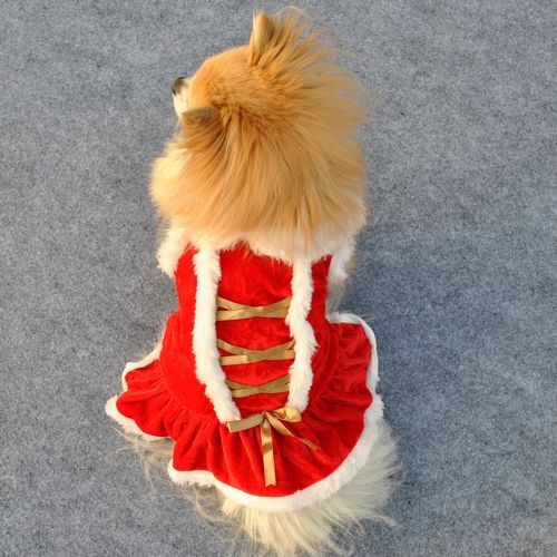 KFX-7604797 Classic Red Velvet Skirt for Pets - Casual New Year and Christmas Style