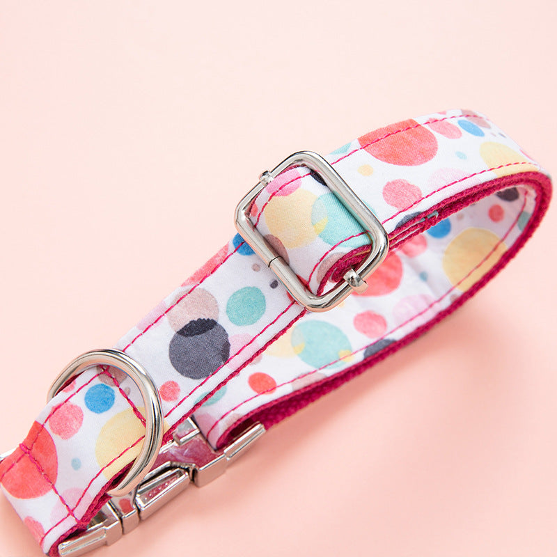 KFX-7605181 Cute Bubble Design Outdoor Dog Collar in Cloth - Adjustable Fit for Comfort and Style
