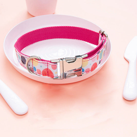 KFX-7605181 Cute Bubble Design Outdoor Dog Collar in Cloth - Adjustable Fit for Comfort and Style