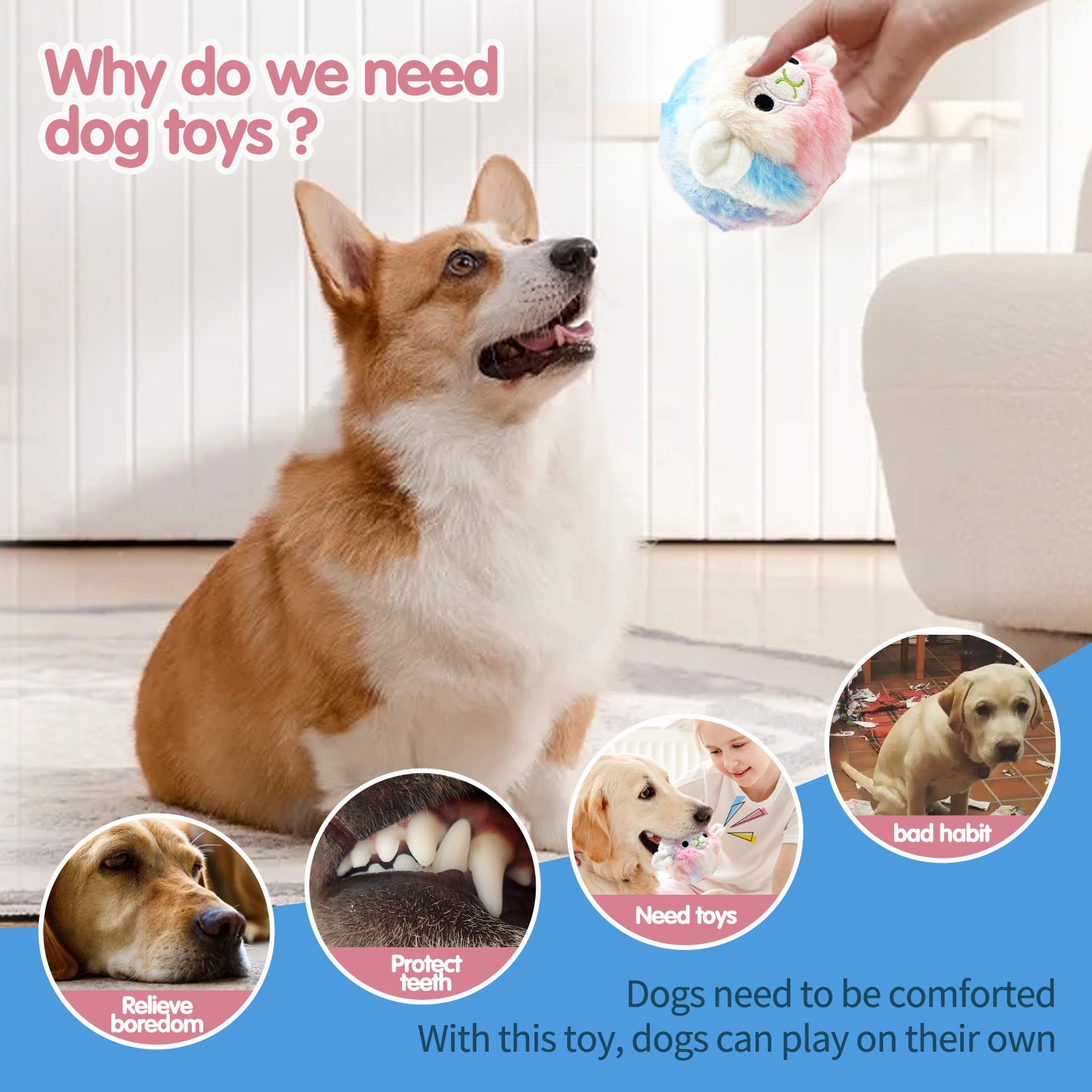 KFX-7605821 Colorful Plush Vocalization Acanthosphere TPR Molar Toy for Pets