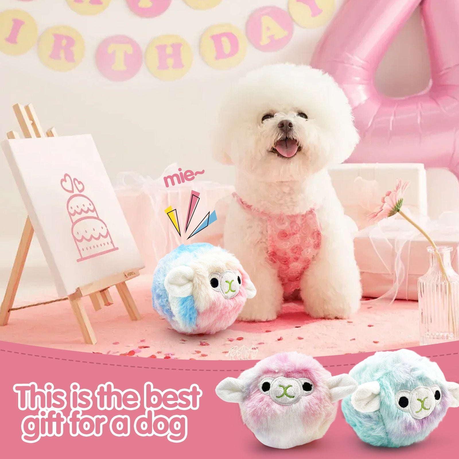 KFX-7605821 Colorful Plush Vocalization Acanthosphere TPR Molar Toy for Pets