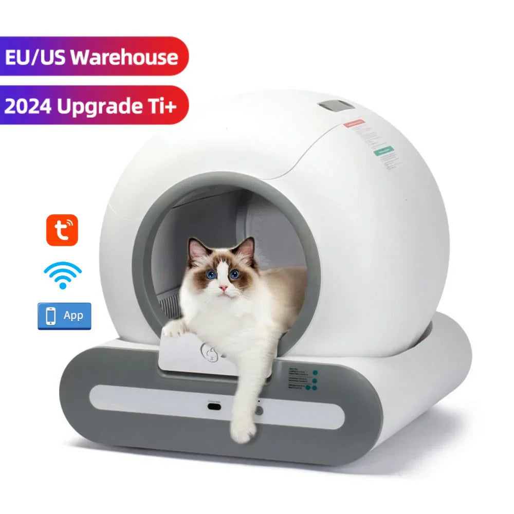 KFX-760659 Intelligent Automatic Smart Cat Litter Box with Eco-friendly Design and 65L Capacity