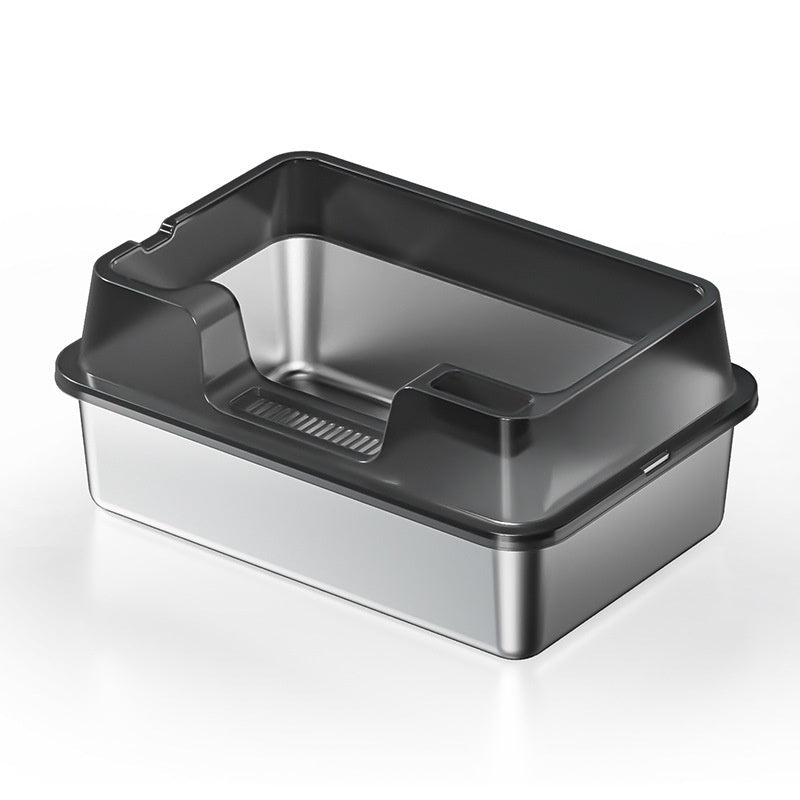 KFX-7606845 Deep Semi-Closed Stainless Steel Cat Litter Box with Various Height Options