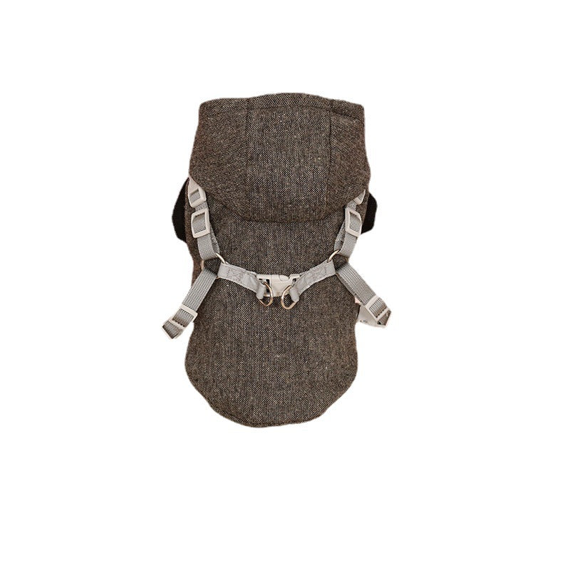 KFX-7608253 Extra Thick Band Chest and Back Sweater for Pets - Black and Gray, Casual Style, Various Sizes Available