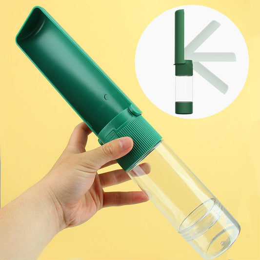 KFX-7609021 Portable Pet Water Bottle with Drinking Bowl for Dogs and Cats – Travel Feeder with Easy One-Click Design