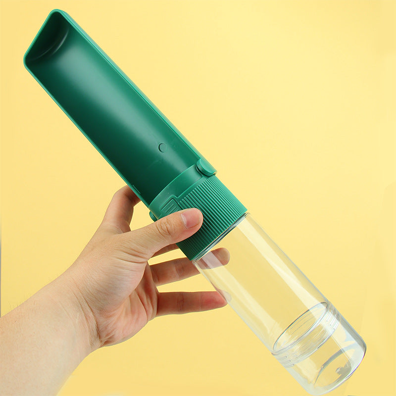 KFX-7609021 Portable Pet Water Bottle with Drinking Bowl for Dogs and Cats – Travel Feeder with Easy One-Click Design