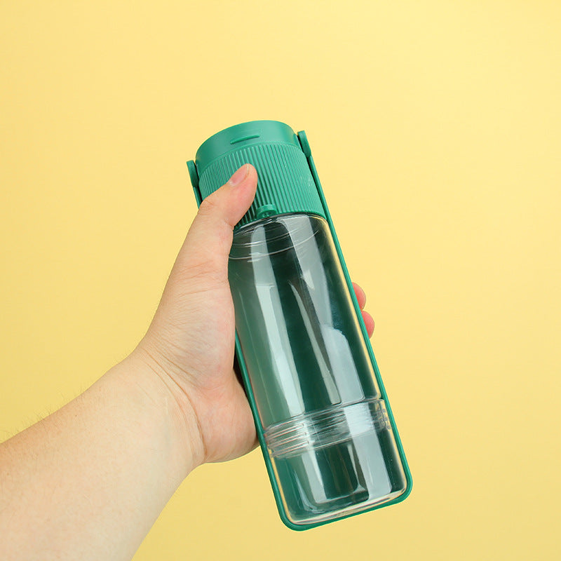 KFX-7609021 Portable Pet Water Bottle with Drinking Bowl for Dogs and Cats – Travel Feeder with Easy One-Click Design