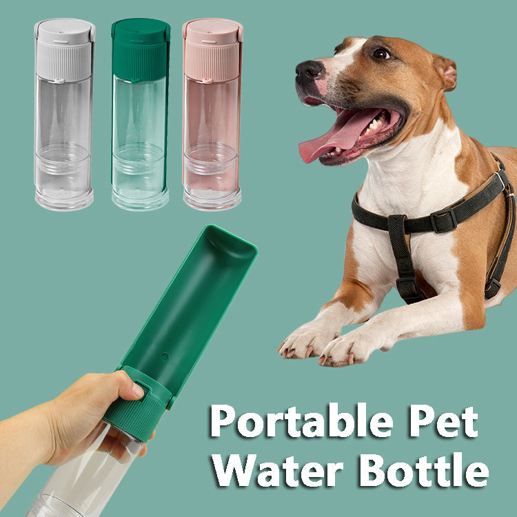 KFX-7609021 Portable Pet Water Bottle with Drinking Bowl for Dogs and Cats – Travel Feeder with Easy One-Click Design