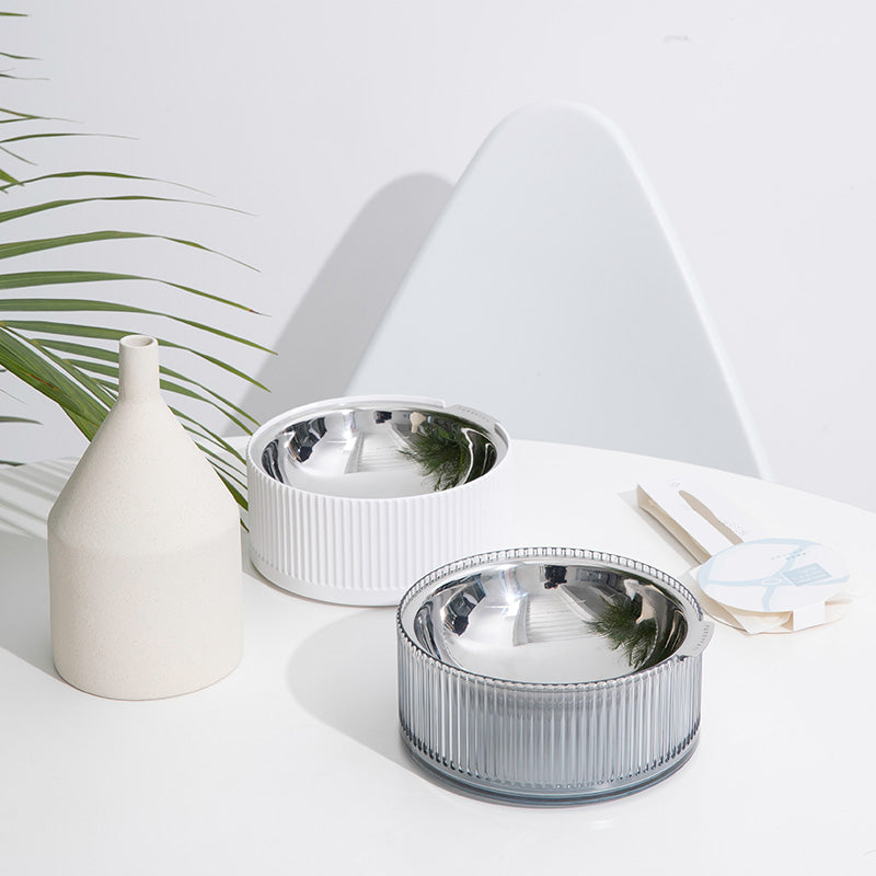 KFX-7609149 Single Bowl Anti-Tip Cat Tray in White, Blue, Gray, and Green - Medium Size